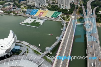 Singapore - February 3 : View Of The Dna Inspired Helix Bridge S… Stock Photo