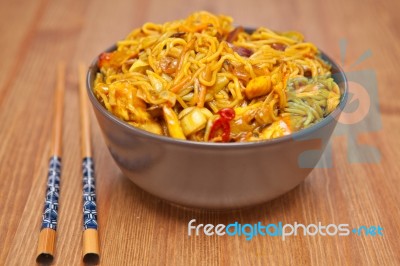 Singapore Noodles Stock Photo