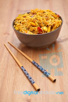 Singapore Noodles Stock Photo