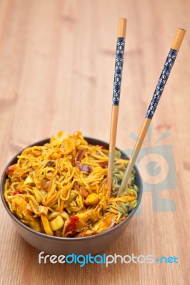 Singapore Noodles Stock Photo