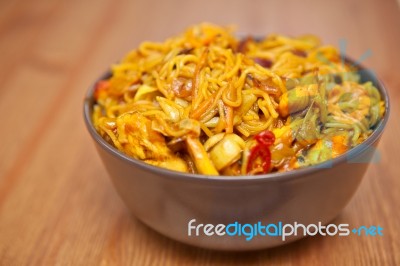 Singapore Noodles Stock Photo