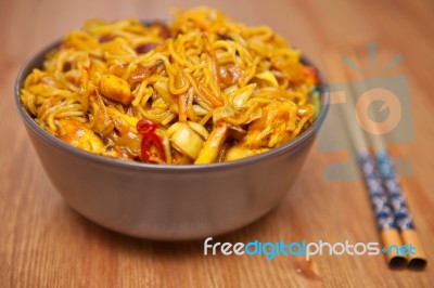 Singapore Noodles Stock Photo