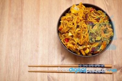 Singapore Noodles Stock Photo