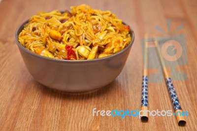 Singapore Noodles Stock Photo