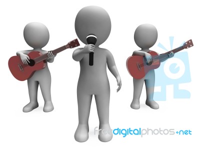 Singer And Guitar Players Shows Band Concert Or Performing Stock Image