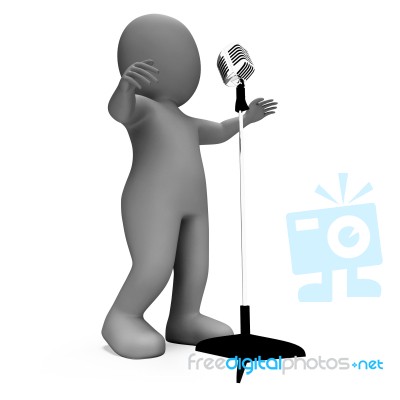 Singer Shows Music Or Karaoke Microphone Concert Stock Image