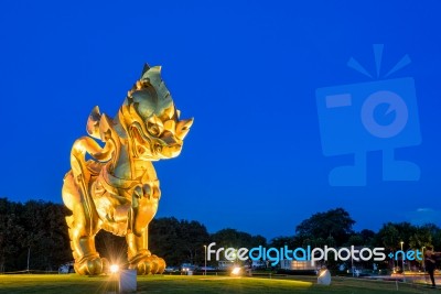 Singha Statue At Singha Park Stock Photo