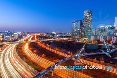 Singil District, Seoul, South Korea Skyline At Night Stock Photo