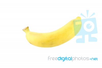 Single Banana Curve On White Background Stock Photo