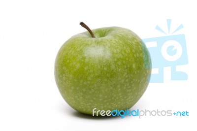 Single Fresh And Healthy Green Apple Stock Photo