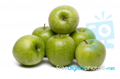 Single Fresh And Healthy Green Apple Stock Photo