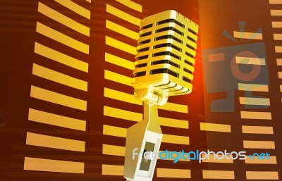 Single Retro Microphone Colourful Music Stock Image