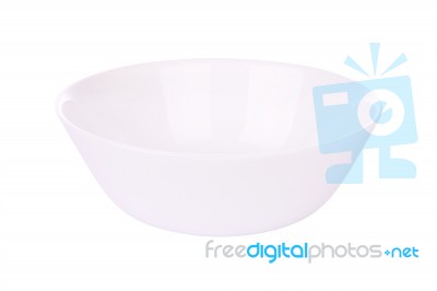 Single Round Ceramic Bowl On White Background Stock Photo