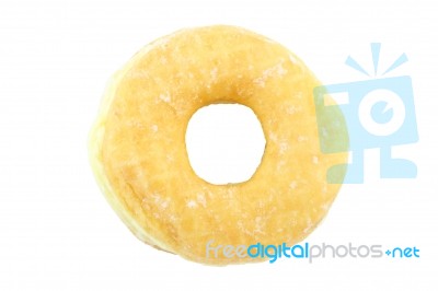 Single Top View Sugar Donut On White Background Stock Photo