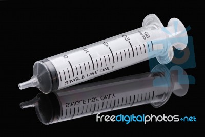 Single Use Plastic Syringe Stock Photo