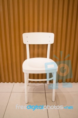 Single Wooden Chair In Minimal Room Style Stock Photo