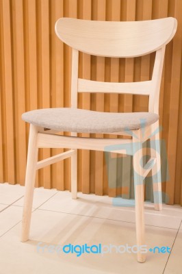 Single Wooden Chair In Minimal Room Style Stock Photo