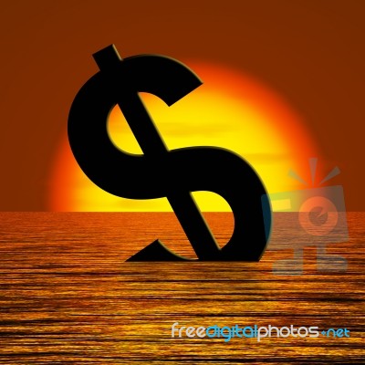 Sinking Dollar Sign In Sea Stock Image