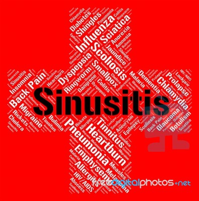 Sinusitis Word Shows Acute Rhinosinusitis And Affliction Stock Image