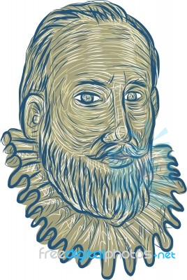 Sir Walter Raleigh Bust Drawing Stock Image