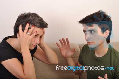 Sister And Brother Arguing Stock Photo