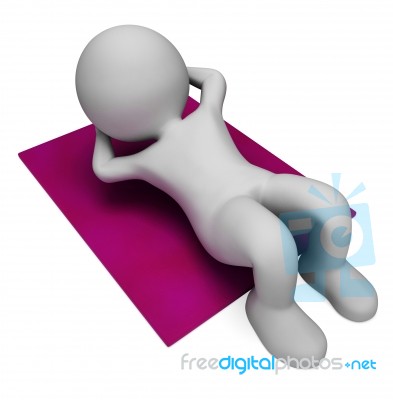 Sit Ups Indicates Abdominal Crunch And Crunches 3d Rendering Stock Image