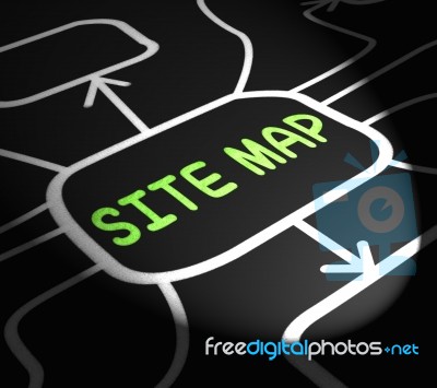 Site Map Arrows Means Navigating Around Website Stock Image