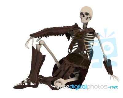 Sitting Skeleton warrior Stock Image