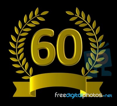 Sixtieth Birthday Shows Happy Anniversary And 60th Stock Image