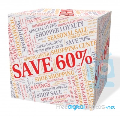 Sixty Percent Off Indicates Text Save And Sales Stock Image