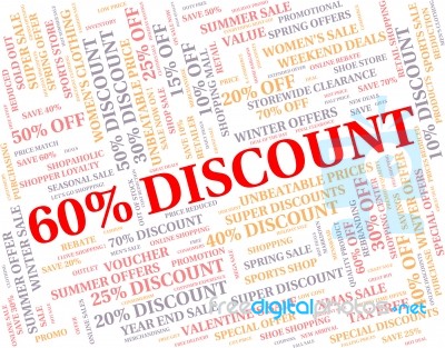 Sixty Percent Off Represents Reduction Sales And Closeout Stock Image