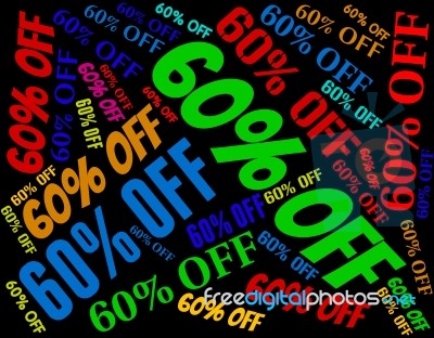 Sixty Percent Off Represents Words Retail And Discount Stock Image