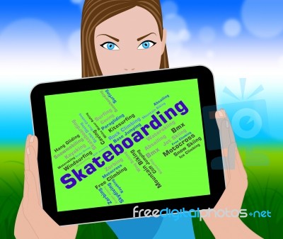 Skateboarding Words Means Skating Boarder And Skateboarders Stock Image