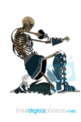 Skeleton kneeling down Stock Image