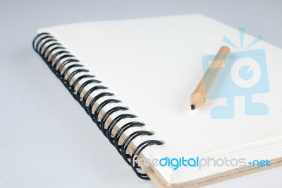 Sketch Book With Pencil Stock Photo