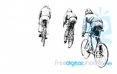 Sketch Of Cyclist Riding Fixed Gear Bicycle On Street Stock Image