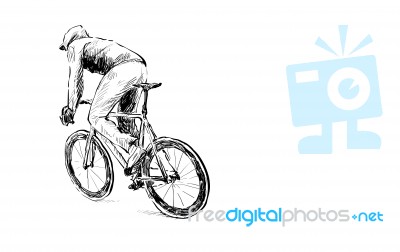 Sketch Of Cyclist Riding Fixed Gear Bicycle On Street Stock Image