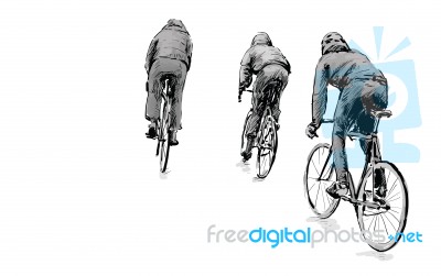 Sketch Of Cyclist Riding Fixed Gear Bicycle On Street Stock Image