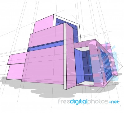 Sketch Of House Color Stock Image