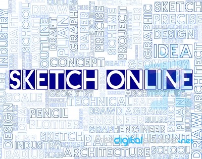 Sketch Online Means Design Website And Creativity Stock Image