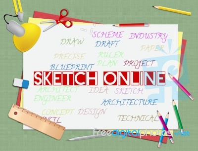 Sketch Online Means Internet Drawing And Design Stock Image