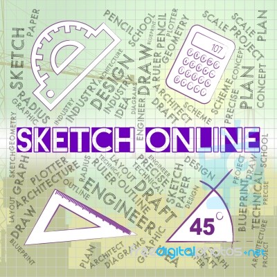 Sketch Online Means Web Site And Creative Stock Image