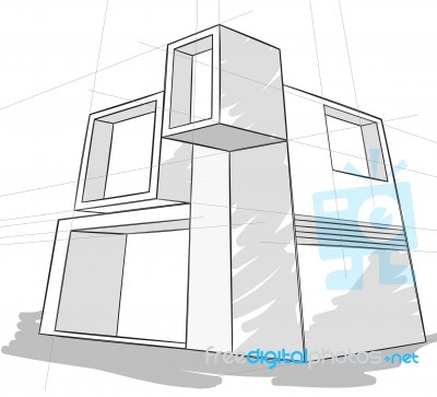 Sketch,modern Home Style Stock Image