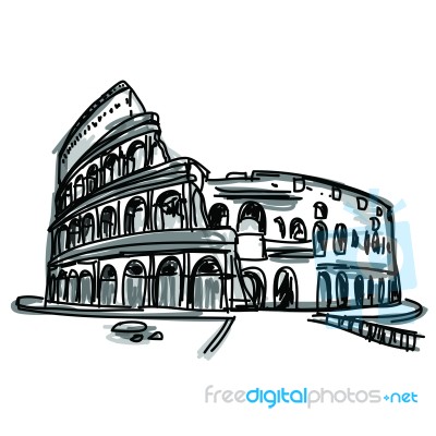 Sketchy Colosseum In Rome Stock Image