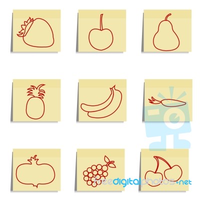 Sketchy Fruits And Vegetable Icons Stock Image