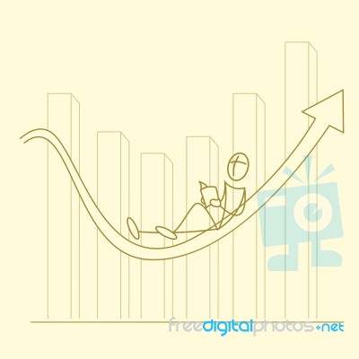 Sketchy Man Relaxing On Graph Stock Image