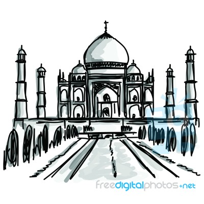 Sketchy Taj Mahal Stock Image