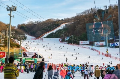 Skiing At Vivaldi Park Ski Resort Stock Photo