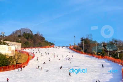 Skiing At Vivaldi Park Ski Resort Stock Photo