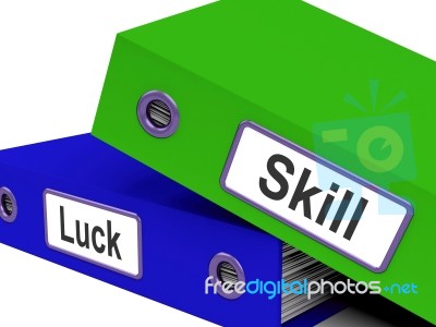 Skill And Luck Folders Show Expertise Or Chance Stock Image